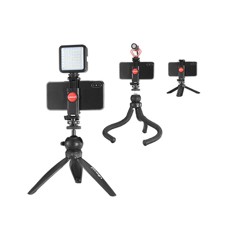 Ulanzi ST-06  Adjustable Phone Holder Tripod Mount Camera Hot Shoe Smartphone Clamp(Black)