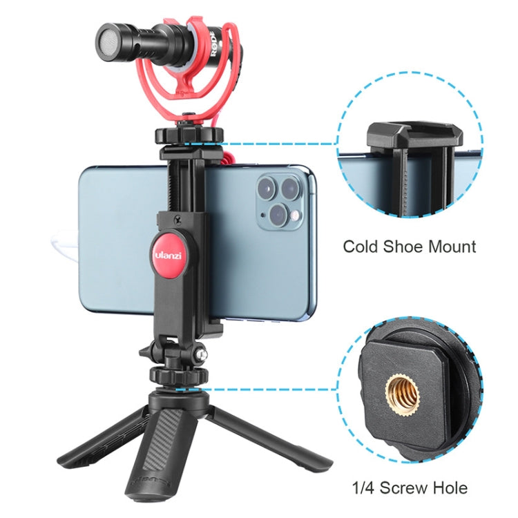 Ulanzi ST-06  Adjustable Phone Holder Tripod Mount Camera Hot Shoe Smartphone Clamp(Black)