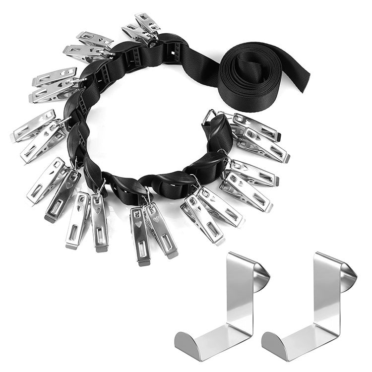 Door Rear Hat Hook Lanyard Punch-Free Adjustable Door Back Hook Hanging Portable Hats, Specification: 20 Clips Type(Black)