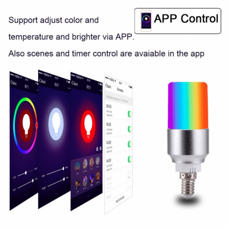 WIFI Smart Cylindrical Light Bulb App Control Color Changing Atmosphere Bulb Lamp Smart Home Voice LED Light, Model:6500K+RGBW E14