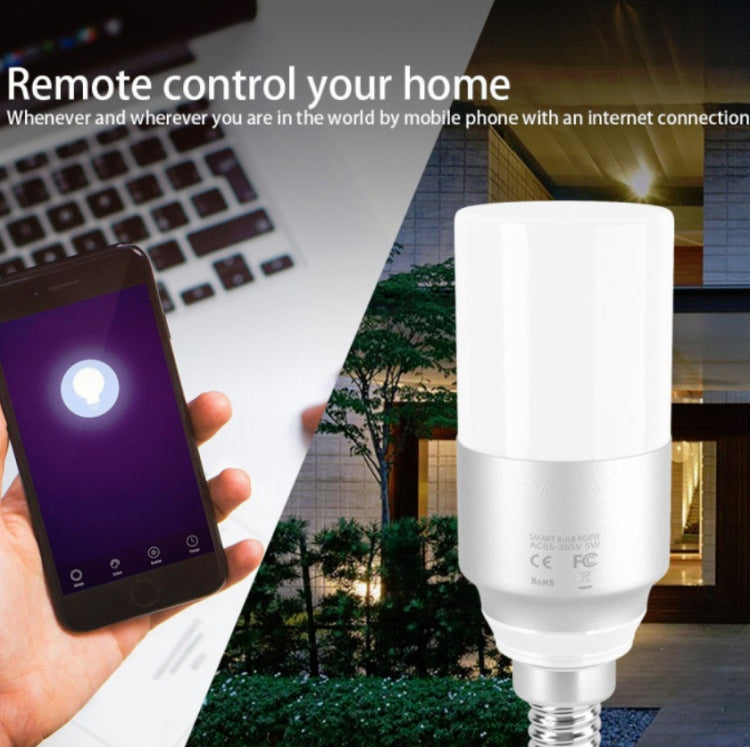 WIFI Smart Cylindrical Light Bulb App Control Color Changing Atmosphere Bulb Lamp Smart Home Voice LED Light, Model:6500K+RGBW E27