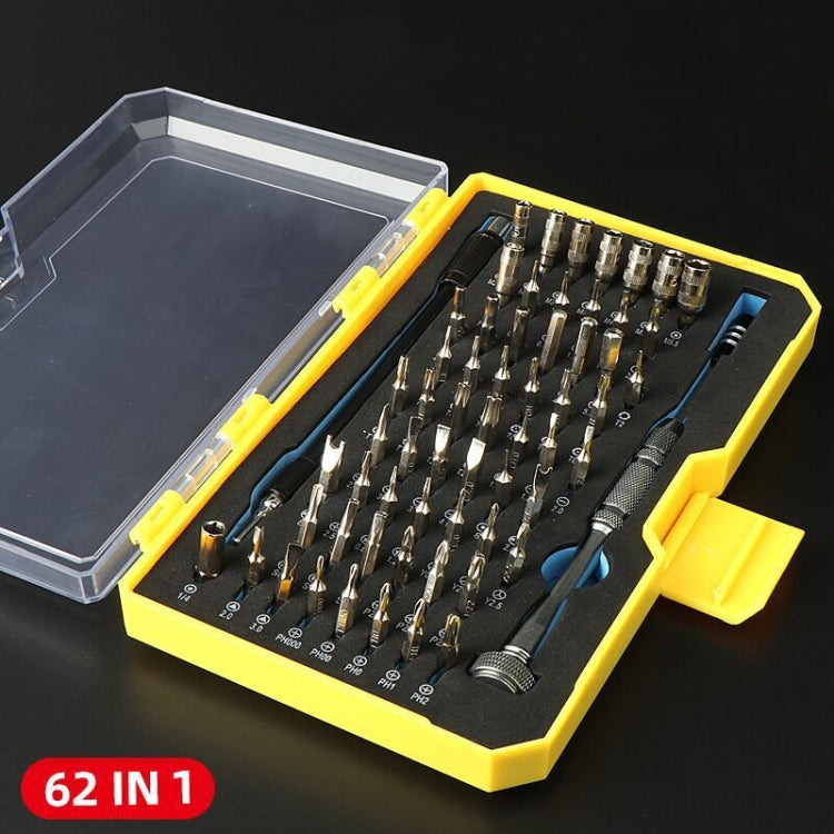 62 in 1 Screwdriver Combination Set Multi-Functional Precision Screw Computer Disassembly Hardware Tool(Yellow Box)