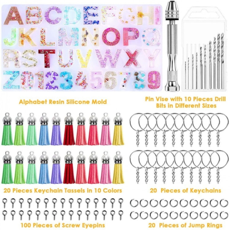 Alphanumeric Crystal Epoxy Silicone Mold DIY Pendant Key Pendant Tool Set