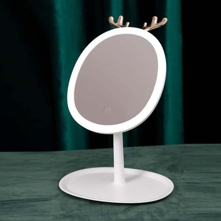 Antler LED Makeup Mirror With Fill Light Desktop Portable Small Mirror, Colour: LED Charging Model White