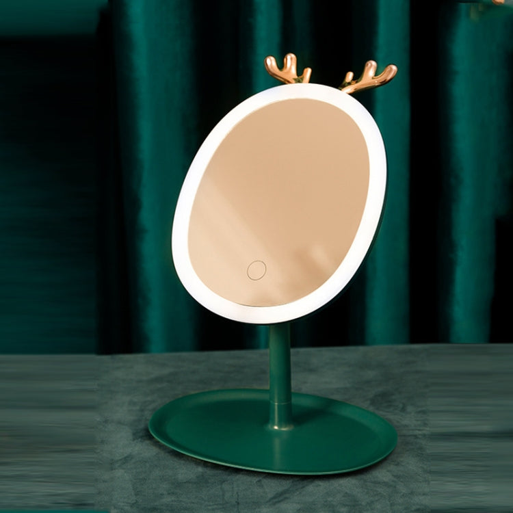 Antler LED Makeup Mirror With Fill Light Desktop Portable Small Mirror, Colour: LED Charging Model Green