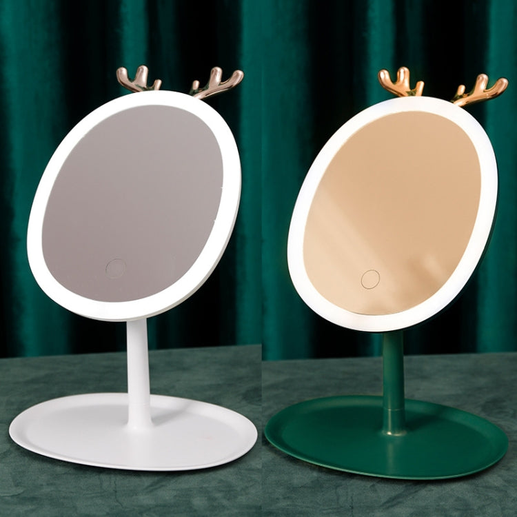 Antler LED Makeup Mirror With Fill Light Desktop Portable Small Mirror, Colour: LED Charging Model Green