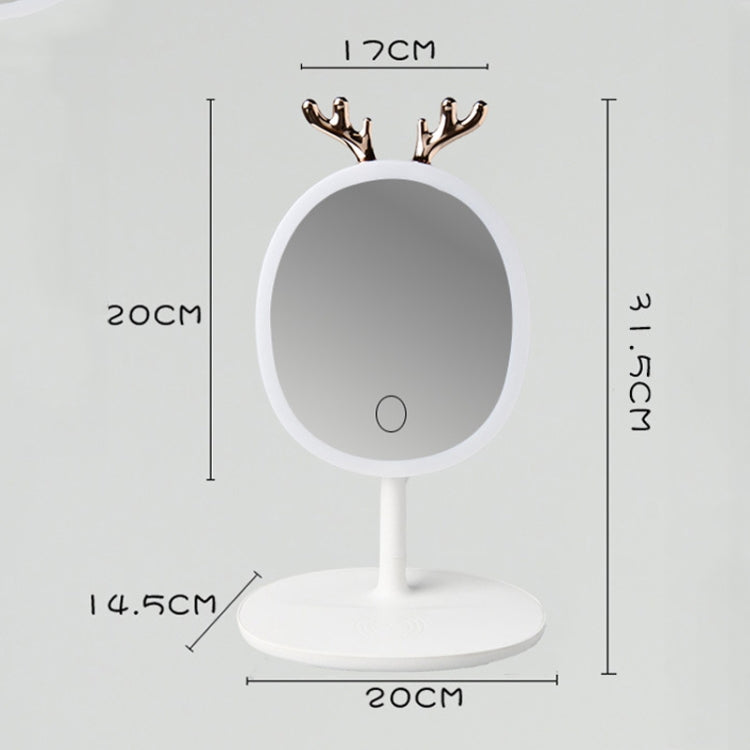 Antler LED Makeup Mirror With Fill Light Desktop Portable Small Mirror, Colour: LED Charging Model Green