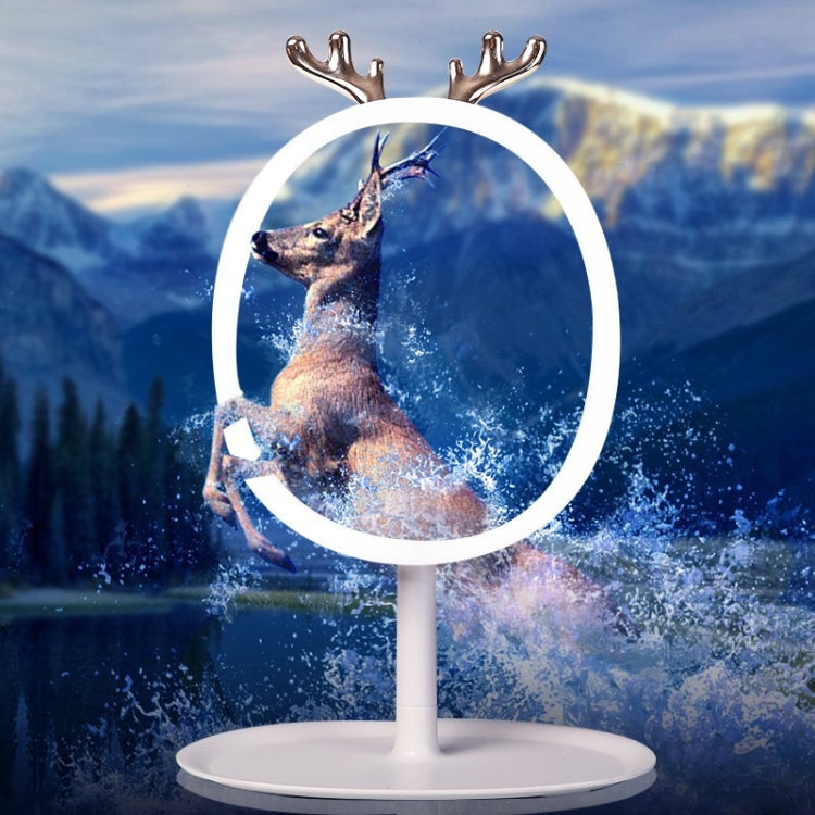 Antler LED Makeup Mirror With Fill Light Desktop Portable Small Mirror, Colour: LED Charging Model Green