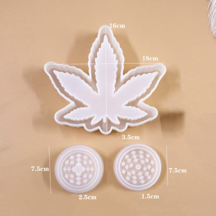 DIY Crystal Epoxy Mold Maple Leaf Ashtray Tooth Grinding Cigarette Grinding Combination Silicone Mold(Combination Set)
