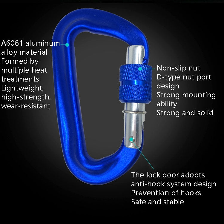 2 PCS AD802N 8cm Aluminum Alloy Mountaineering Buckle D-Shaped Backpack Climbing Outdoor Hammock Safety Buckle, Color Random Delivery