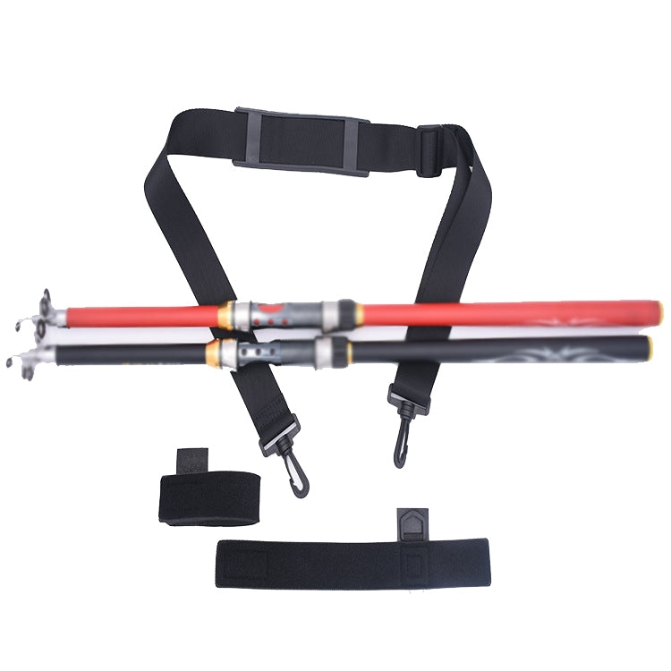 2 PCS Neoprene Fishing Rod Back Strap Adjustable Length Fishing Rod Strap(Black)