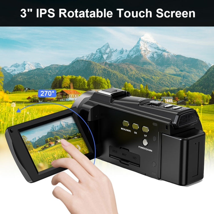 HDV265K 5K 30FPS 3.0-Inch HD Digital 3X Optical Zoom Outdoor Sports DV Camera EU Plug - Black