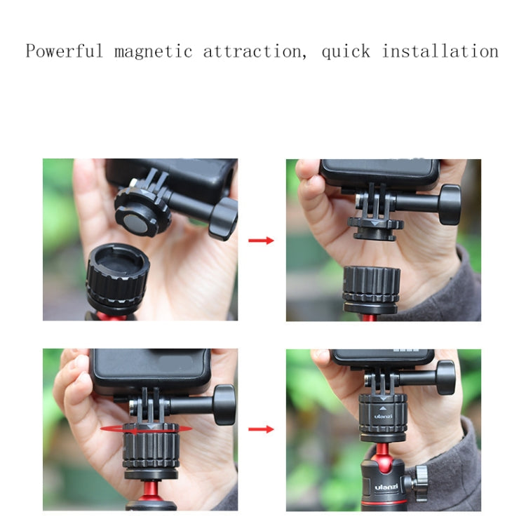 Ulanzi GP-4 4 In 1 Quick Release Magnetic Mount Adapter Kit for GoPro Hero11 Black / HERO10 Black /9 Black /8 Black /7 /6 /5 /5 Session /4 Session /4 /3+ /3 /2 /1, DJI Osmo Action and Other Action Cameras(Black)