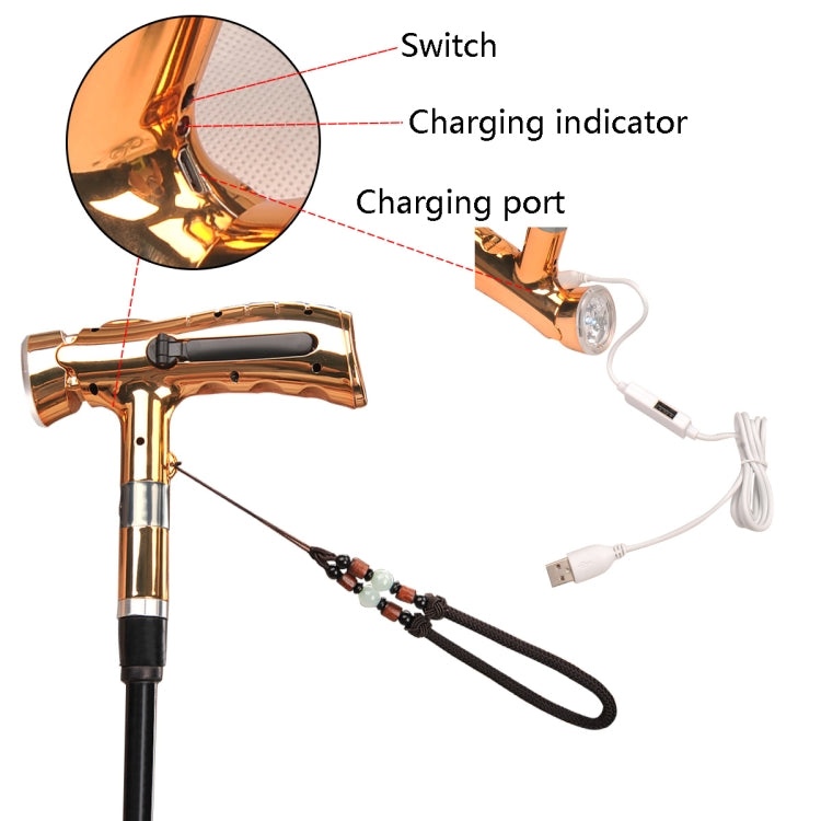 MF--69 Multifunctional Climbing Crutch Umbrella Alarm Lighting Hand-Cranked Power Umbrella