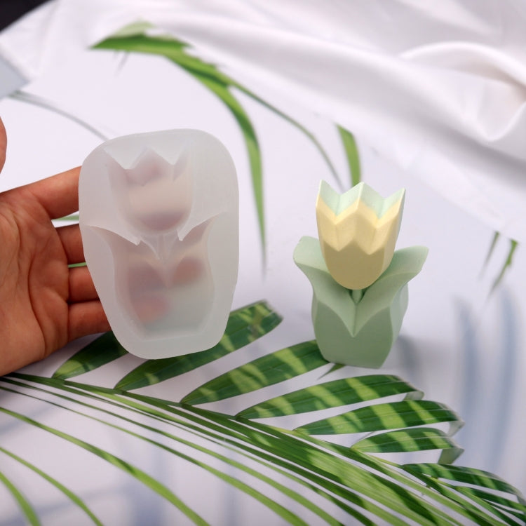 Three-Dimensional Cut Tulip Fragrance Candle Silicone Mold Gypsum Decoration Diffusion Mold(Tulip)