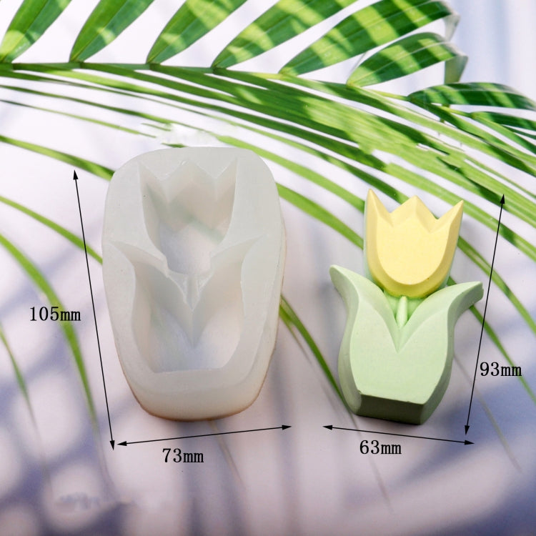 Three-Dimensional Cut Tulip Fragrance Candle Silicone Mold Gypsum Decoration Diffusion Mold(Tulip)