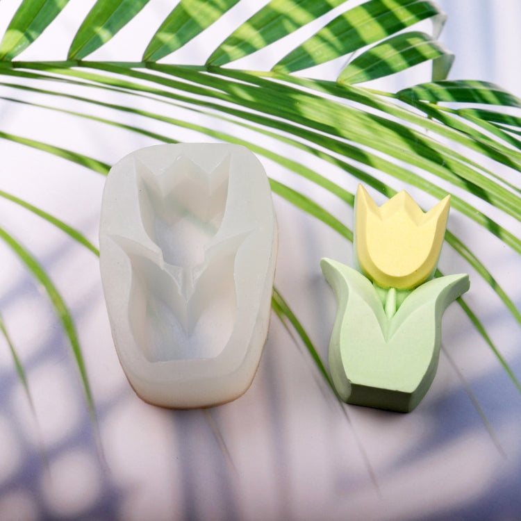 Three-Dimensional Cut Tulip Fragrance Candle Silicone Mold Gypsum Decoration Diffusion Mold(Tulip)