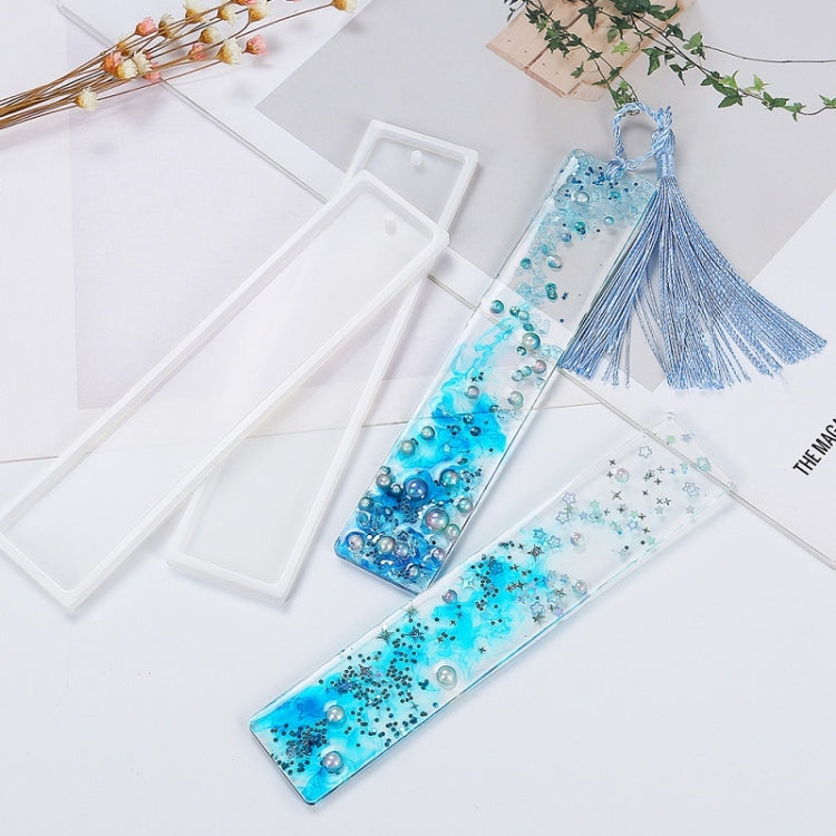 15 PCS Rectangular Crystal Epoxy Blank Bookmark Silicone Mold(White)