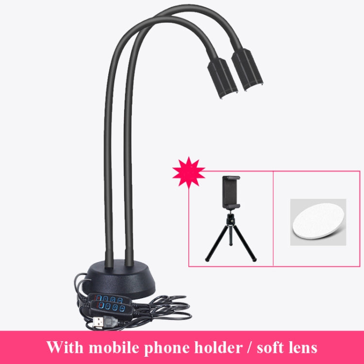 LED Jewelry Photo Spotlights Table Lamps Take Wenwan Diamond Jadeite Jade Live Lights Fill Light Spotlight Can Be Adjusted,Style:  Double Head Basic Version