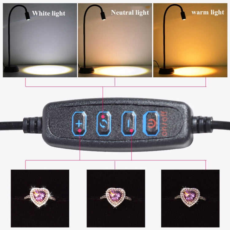 LED Jewelry Photo Spotlights Table Lamps Take Wenwan Diamond Jadeite Jade Live Lights Fill Light Spotlight Can Be Adjusted,Style:  Double Head Basic Version
