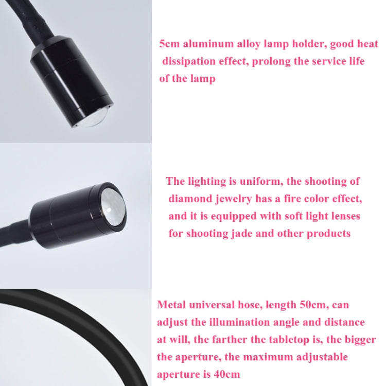 LED Jewelry Photo Spotlights Table Lamps Take Wenwan Diamond Jadeite Jade Live Lights Fill Light Spotlight Can Be Adjusted,Style:  Double Head Basic Version