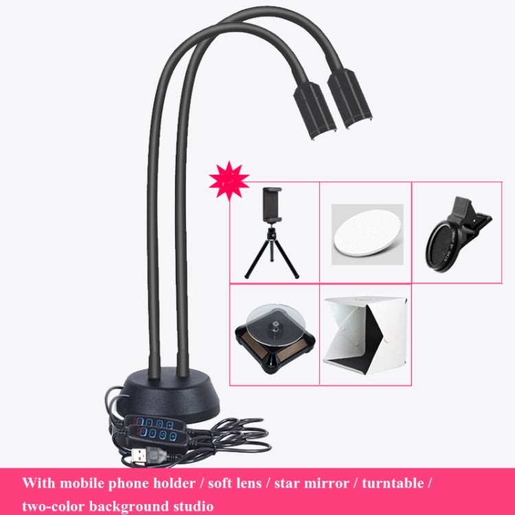LED Jewelry Photo Spotlights Table Lamps Take Wenwan Diamond Jadeite Jade Live Lights Fill Light Spotlight Can Be Adjusted,Style:  Double Head Family Portrait