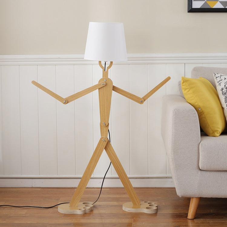 Simple Personality Creative Solid Wood Lamps Bedroom Living Room Art Adjustable Posture Humanoid Floor Lamp