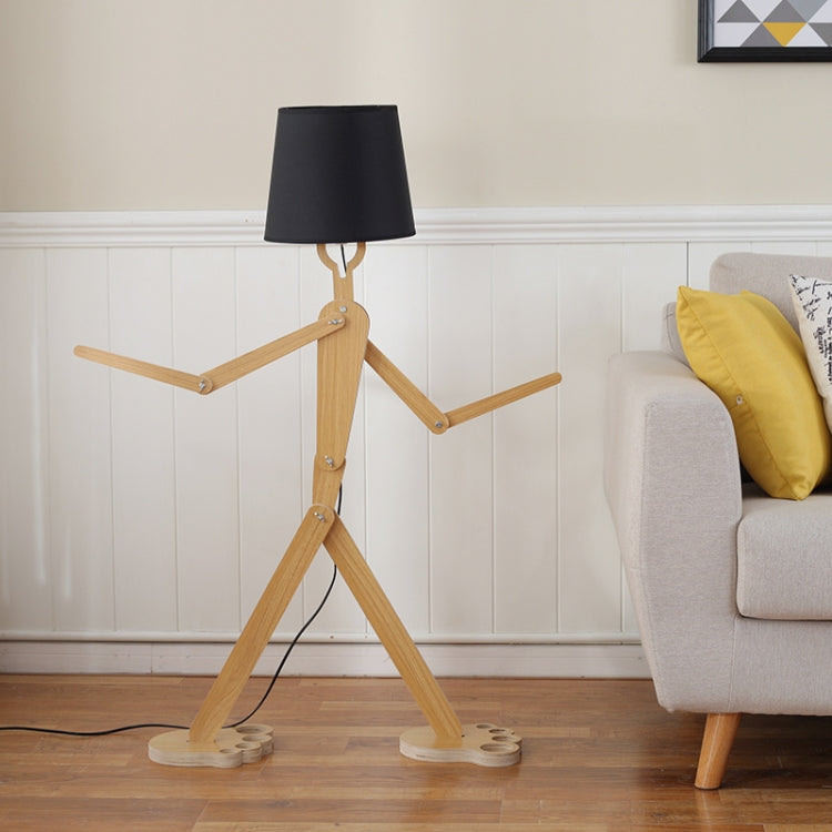 Simple Personality Creative Solid Wood Lamps Bedroom Living Room Art Adjustable Posture Humanoid Floor Lamp