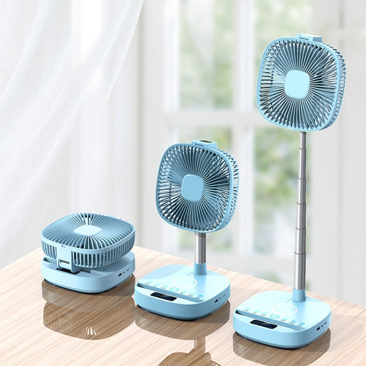 H9 Multifunctional USB Fan Fill Light Phone Stand Folding Bluetooth Speaker Desktop Floor Wireless Charging Fan(Blue)