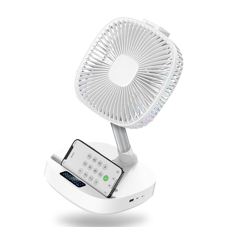 H9 Multifunctional USB Fan Fill Light Phone Stand Folding Bluetooth Speaker Desktop Floor Wireless Charging Fan(Blue)