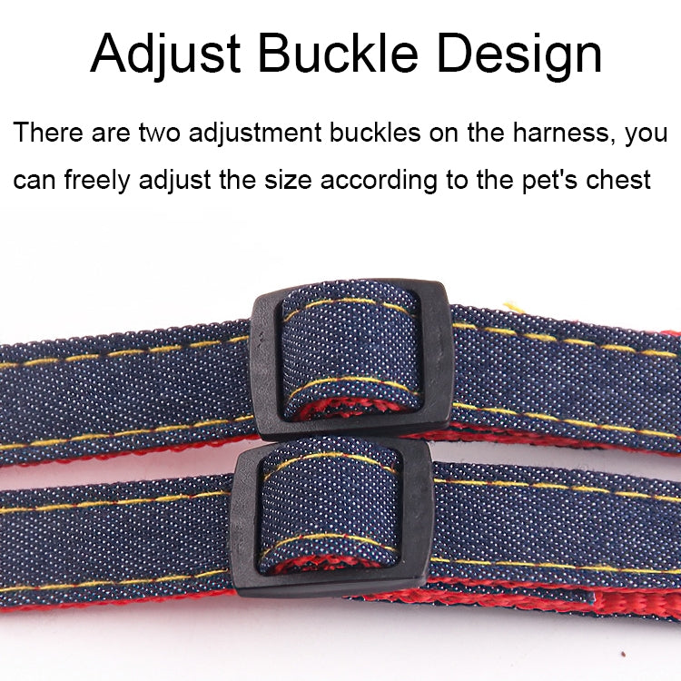 BG-Q1025 Leash+Chest Strap+Collar Thickened Strong Denim Pet Dog Leash Set, Size: