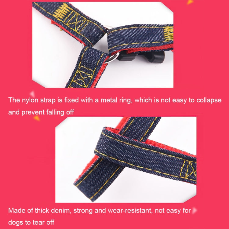 BG-Q1025 Leash+Chest Strap+Collar Thickened Strong Denim Pet Dog Leash Set, Size: