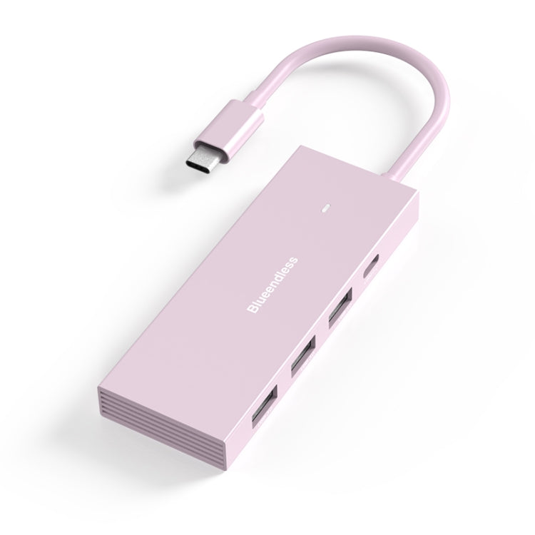 Blueendless 4K60Hz + Data Port Type-C Docking Station USB3.0 Splitter, Spec: 6-in-1 Pink