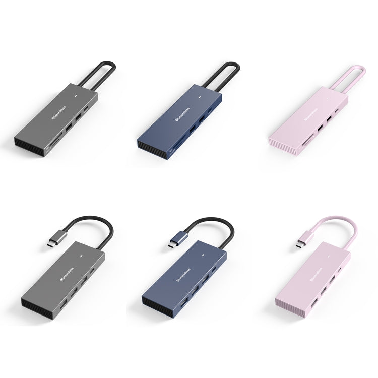 Blueendless 4K60Hz + Data Port Type-C Docking Station USB3.0 Splitter, Spec: 7-in-1 Card Reading Pink