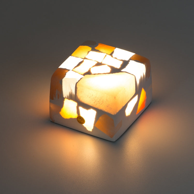 Translucent Gypsum Ore Night Light Bedroom Touch Dimming Sleep Desk Lamp, Style: Sugar Cube