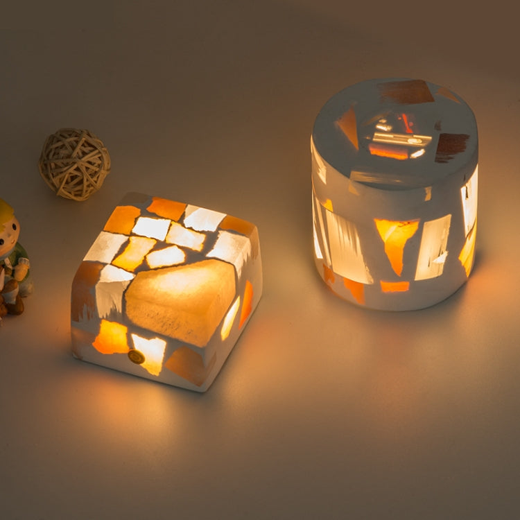 Translucent Gypsum Ore Night Light Bedroom Touch Dimming Sleep Desk Lamp, Style: Cylinder