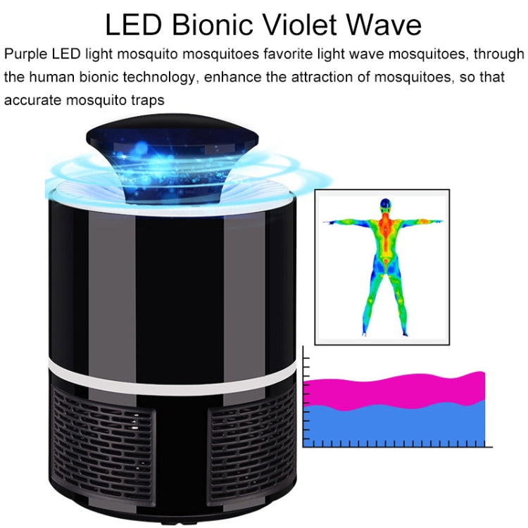 Household Mute Inhalation Photocatalyst USB Physical Mosquito Killer 365-Black