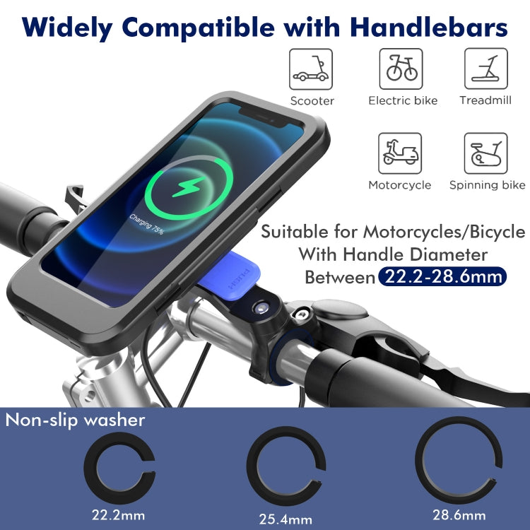 WH-69 15W Wireless Charging Bicycle Waterproof Mobile Phone Holder Mountain Bike Anti-Shake Touch Screen Holder For 4.5 ~ 6.7 inch Mobile Phone(Black)
