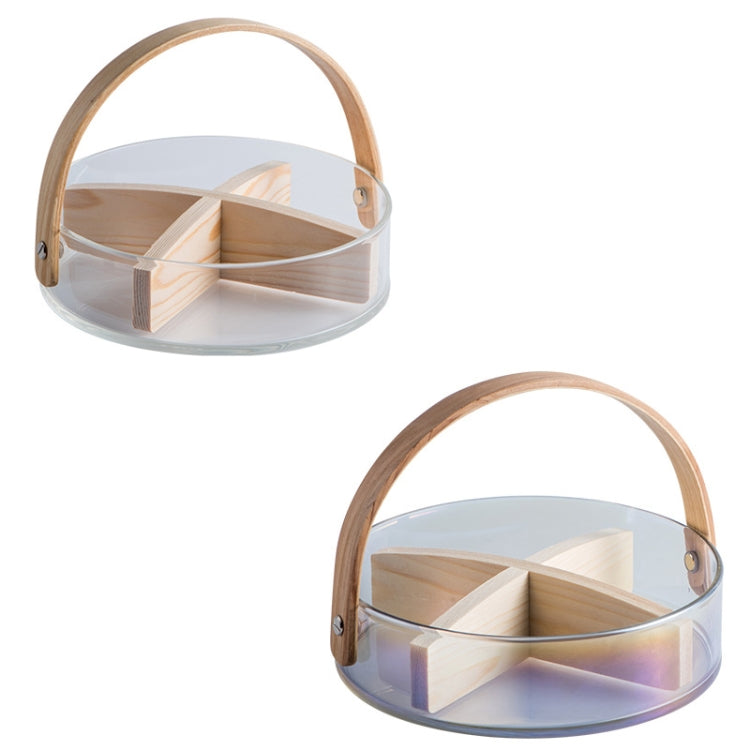 Glass Compartments Hand-Held Storage Basket Desserts Snacks Candies Dried Fruit Tray, Specification: Transparent