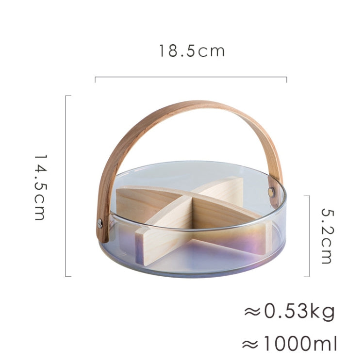 Glass Compartments Hand-Held Storage Basket Desserts Snacks Candies Dried Fruit Tray, Specification: Transparent