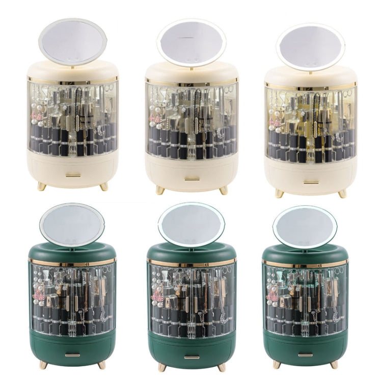 Cosmetic Storage Box With Mirror Large Capacity Dustproof Lipstick Skin Care Product Rack, Colour: Double Light Aoyama