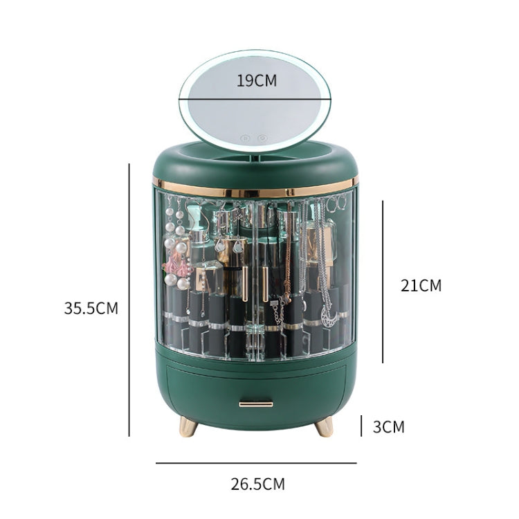 Cosmetic Storage Box With Mirror Large Capacity Dustproof Lipstick Skin Care Product Rack, Colour: Double Light Aoyama