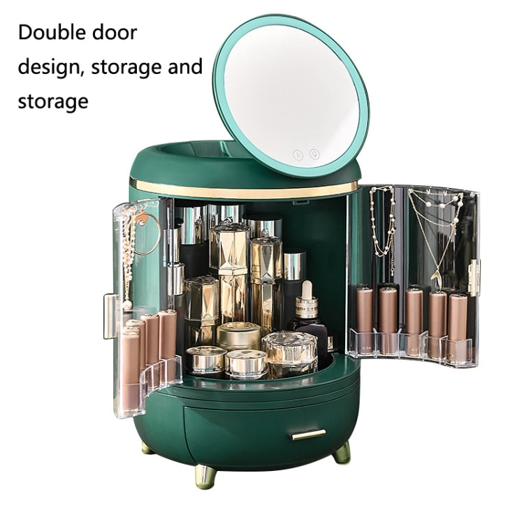 Cosmetic Storage Box With Mirror Large Capacity Dustproof Lipstick Skin Care Product Rack, Colour: Double Light Aoyama