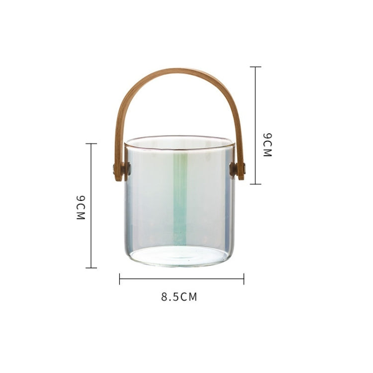 Glass Storage Basket With Wooden Handle Household Dessert Jar, Colour: Colorful