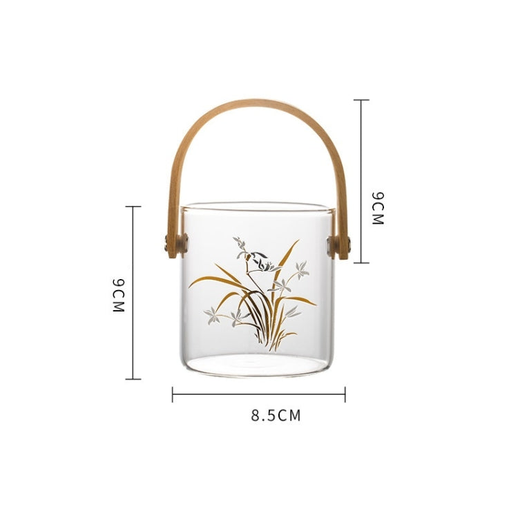 Glass Storage Basket With Wooden Handle Household Dessert Jar, Colour: Orchid