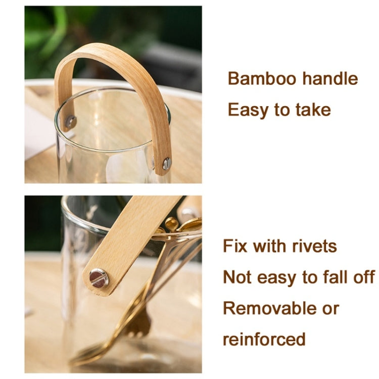 Glass Storage Basket With Wooden Handle Household Dessert Jar, Colour: Orchid