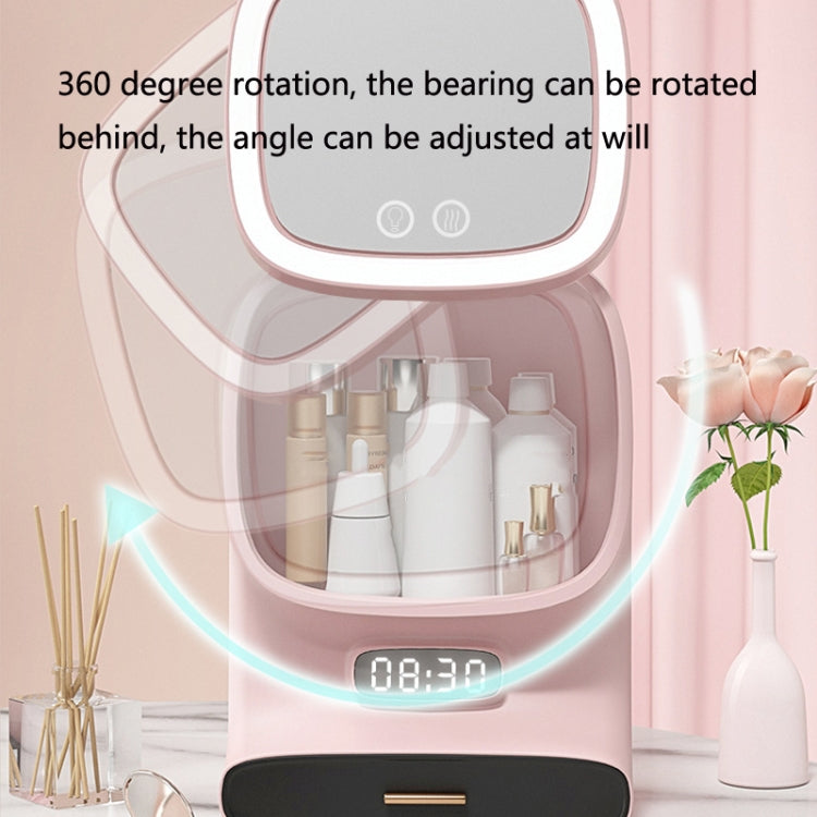 Makeup Box LED Light Makeup Mirror Household Large-Capacity Cosmetic Rack, Size: Mirror + Fan