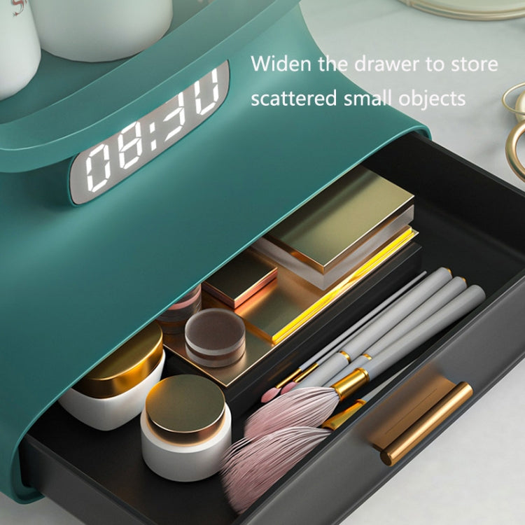 Makeup Box LED Light Makeup Mirror Household Large-Capacity Cosmetic Rack, Size: Mirror + Fan