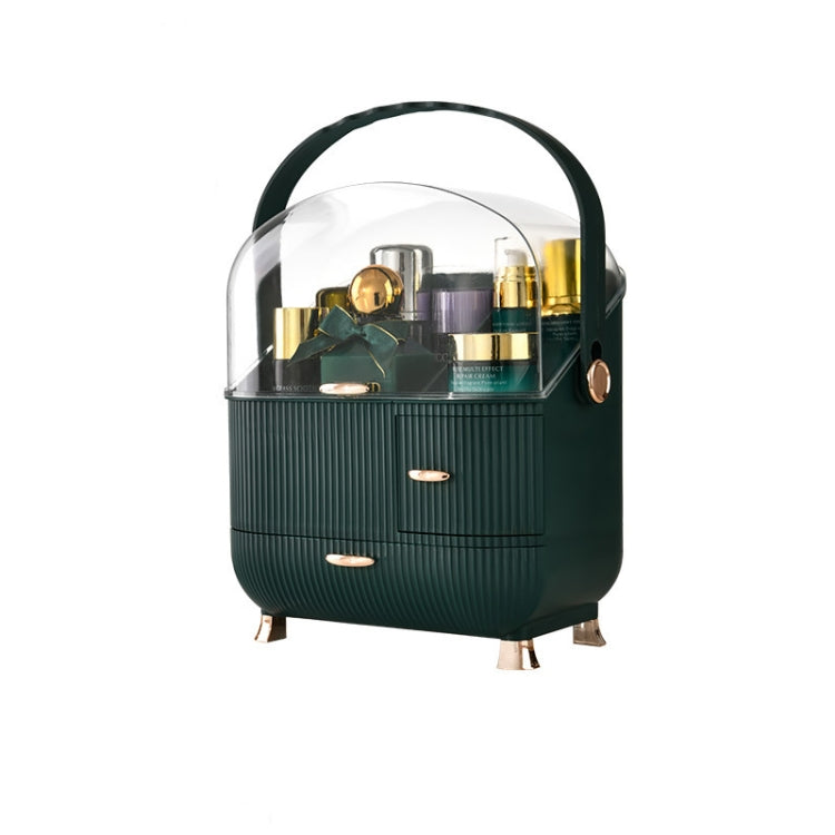 Cosmetic Storage Box Household Desktop Dustproof Large-Capacity Lipstick Skin Care Product Rack, Colour: Green
