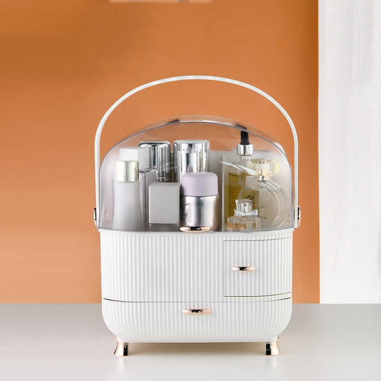 Cosmetic Storage Box Household Desktop Dustproof Large-Capacity Lipstick Skin Care Product Rack, Colour: White